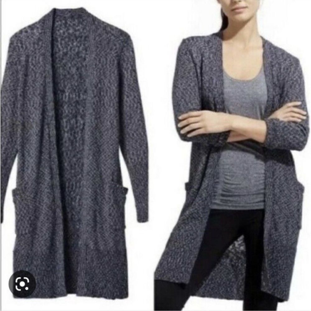 Athleta Knit Long Duster Blue/White‎ Cardigan C15